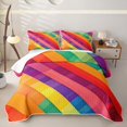 thumbnail image 2 of Manfei Watercolor Rainbow Twin Quilt Set, Ink Blocks Art Twin Coverlet Set, Red Orange, 2pcs, 1 Bedspread and 1 Pillowcase, 2 of 7