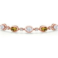 thumbnail image 3 of Gem Stone King 18K Rose Gold Plated Silver Moissanite and Mango Mystic Topaz Bracelet for Women | 5.10 Cttw | Gemstone Birthstone | Oval 7X5MM | Fully Adjustable 9 inch, 3 of 6