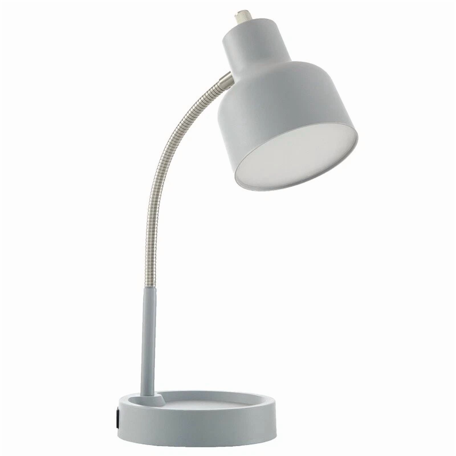 Led Desk Lamp Catch-All Base Ac Outlet Energy Efficient Flexible Gooseneck New