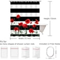 thumbnail image 5 of Floral Shower Curtain Flower Shower Curtain Shower Curtain Stripe Poppy Shower Curtain Black and White Striped Shower Curtains Set with Hooks Red and White Shower Curtains for Bathroom, 72" Wx72 H, 5 of 6