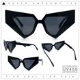 thumbnail image 2 of Womens Geometric Bold Chunky Triangular Cat Eye Plastic Fashion Sunglasses All Black, 2 of 8
