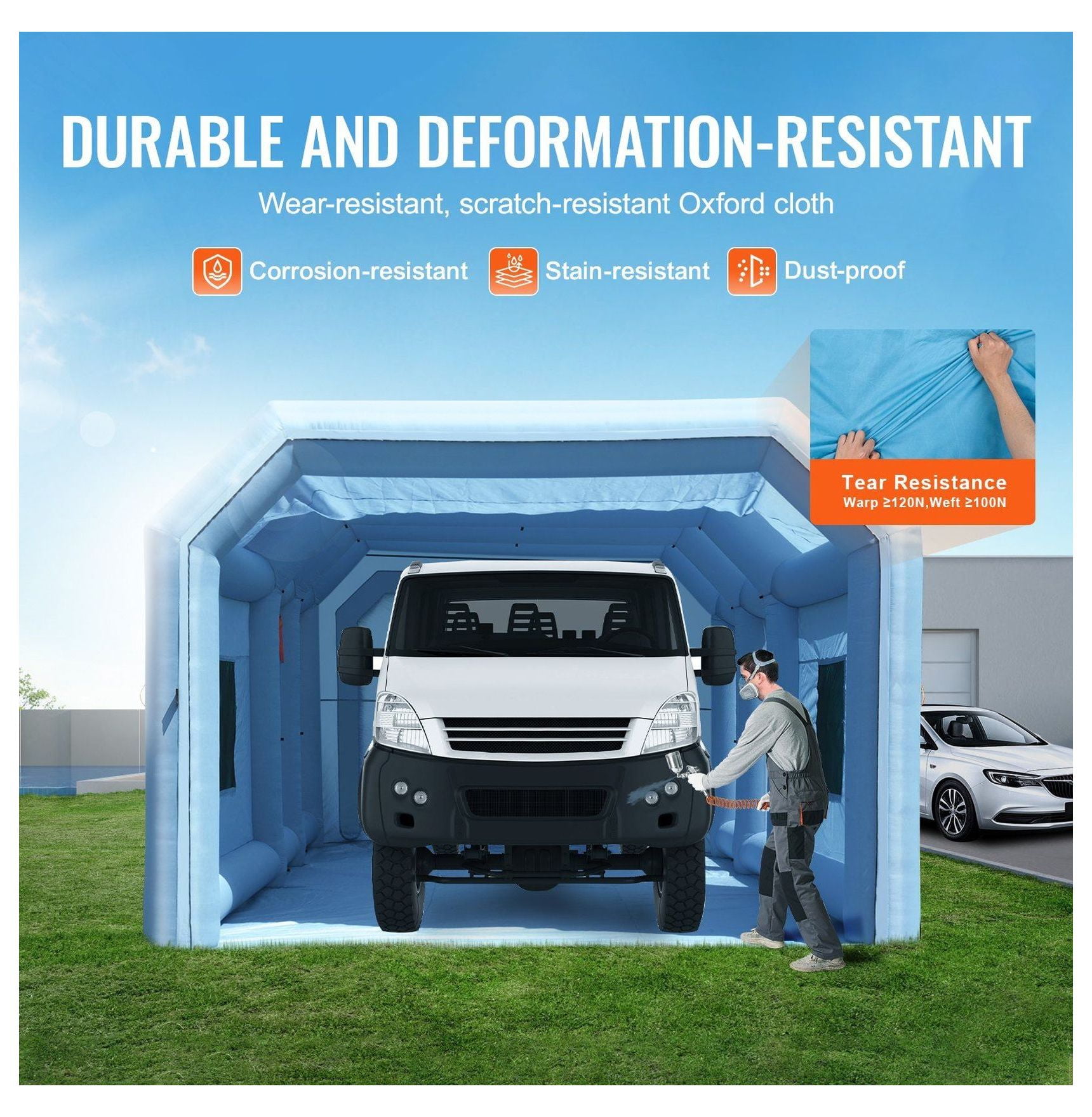 Inflatable Paint Booth 32.8x21x14.8ft, Portable Spray Booth with Blowers & Filters for Trucks, Vans, Machinery, Large Vehicle Painting
