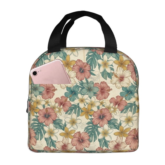 Flower Lunch Bag For Women Men Cute Reusable Insulated Lunch Box Large Capacity Lunch Tote Bag For Work, Picnic Or Travel