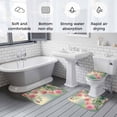 thumbnail image 6 of Pink Rose Bathroom Rugs Set Spring Flower Floral Leaf Botanical Plant Country Non Slip Absorbent Soft Bath Mats 3 Piece Set with Bathroom Rug, U-Shaped Floor Mat, Toilet Seat Cover Small Size, 6 of 9