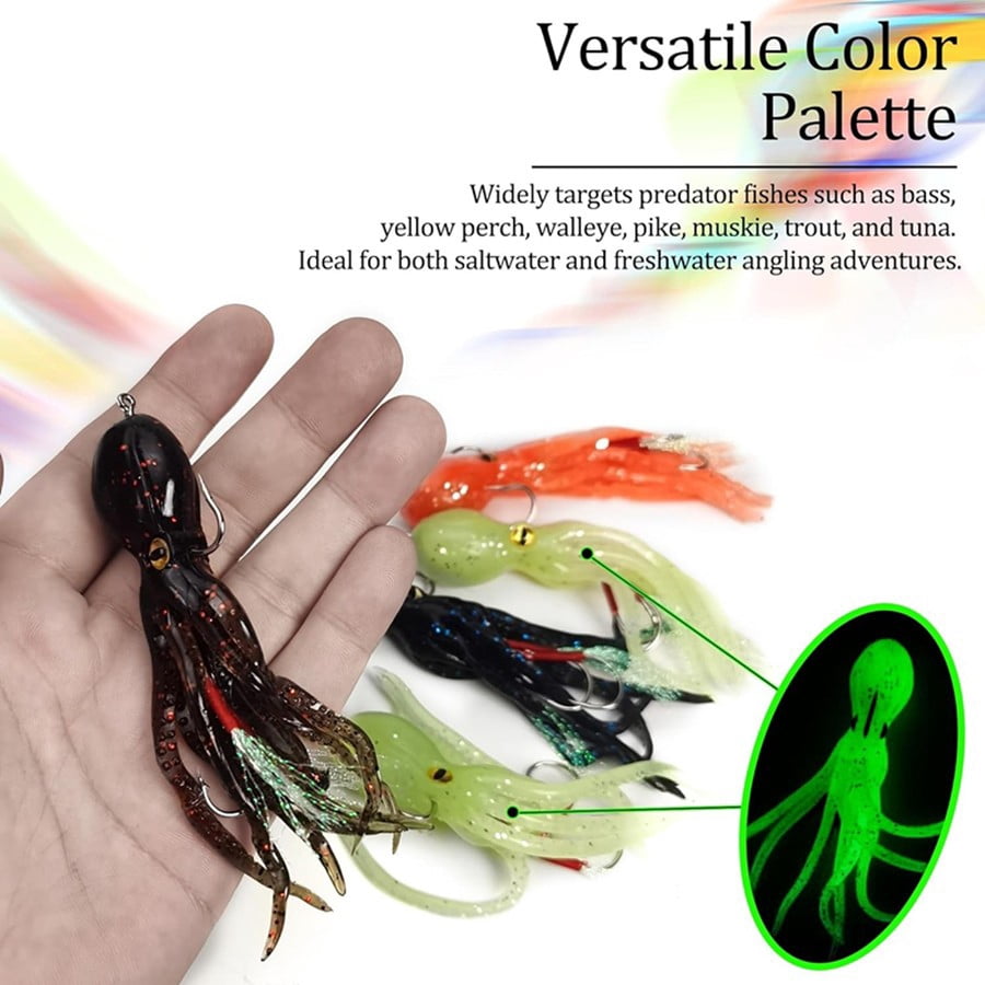 3PC Durable Fishing Lures Jigs For Sea Bass Octopus Soft Lures, Heavy Duty Salmon, Trout Lead