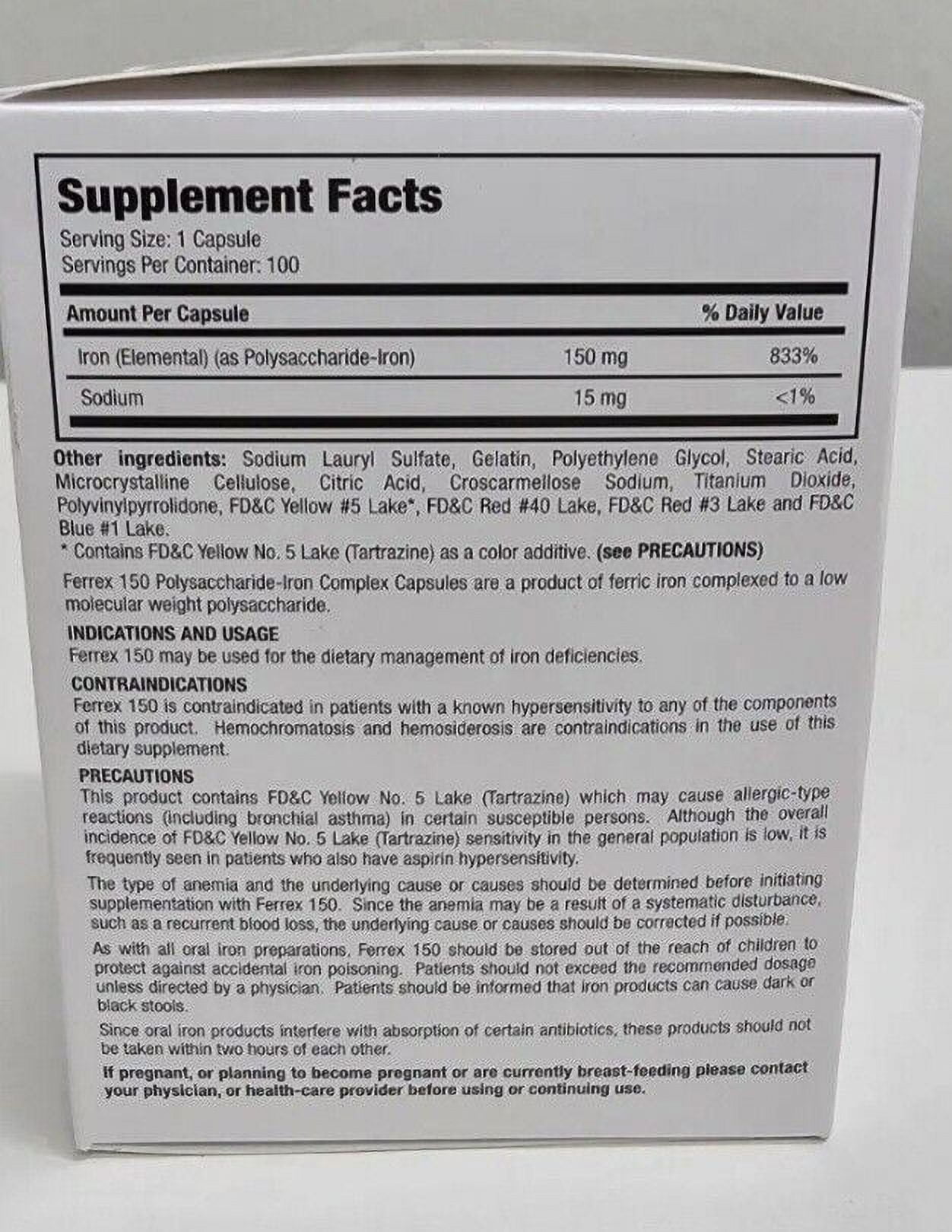 (pack of 2) Ferrex 150 Polysaccharide Iron Complex Capsules By Breckenridge - 100 Ea