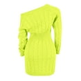 thumbnail image 5 of Ediodpoh Sweater Dress for Women Mid Length off The Shoulder Waist for Autumn Winter Fashion Yellow XL, 5 of 6