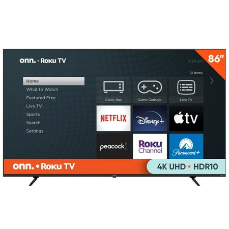 onn 86” Class 4K UHD (2160P) LED Frameless Roku Smart Television (100131895)