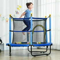 Qaba 4.6' Trampoline for Kids with Safety Enclosure & Ball Pit, Blue