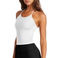 thumbnail image 2 of Sujetador deportivo LASLULU top corto con cuello halter blanco para mujer, 2 of 6