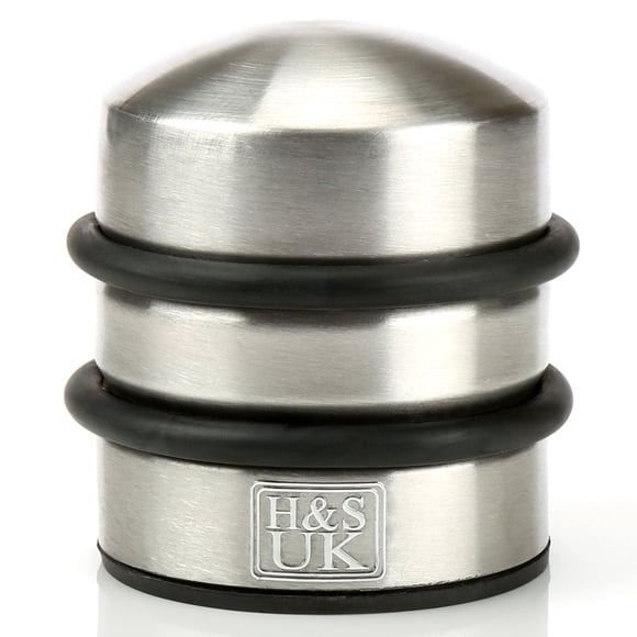H&S Heavy Duty Door Stop - Easy to Install Movable Door Stopper - with Rubber Buffer Rings for Protection - Door Stoppers for Bottom of Door - Door S
