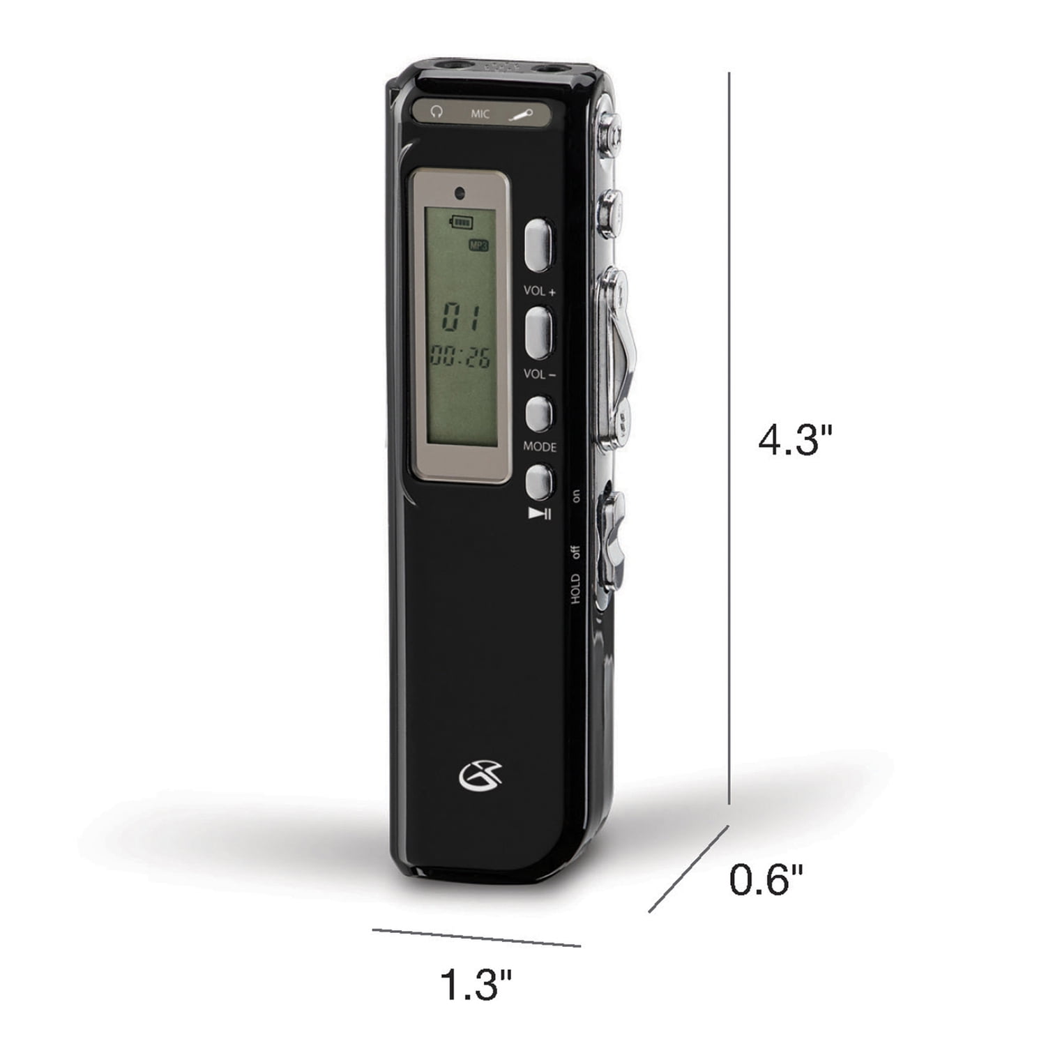 GPX 4-GB Digital Voice Recorder with Voice Activation, Black