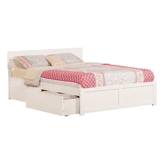 Leo & Lacey Transitional Solid Wood Urban Queen Storage Platform Bed in White