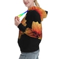 thumbnail image 3 of Yiaed Orange Dalia Print Womens Casual Hoodies Crew Neck Long Sleeve Sweatshirts With Pocket Pullover Tops Women's Hooded Sweatshirt-Large, 3 of 5