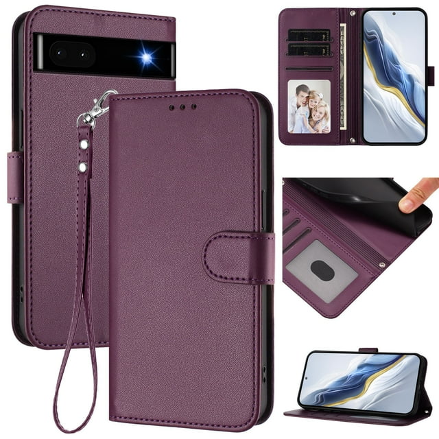 GANGXUN Wallet Case for Google Pixel 6A – Magnetic Closure, RFID Blocking, Wrist Strap, Wireless Charging Compatible