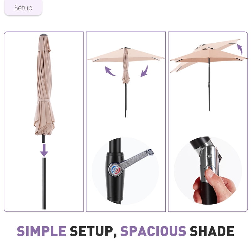 Gianna 7.5ft Patio Umbrella with Tilt and Crank Button & 6 Sturdy Ribs Waterproof, Patio Table Umbrella for Poolside, Terrace and Beach, Beige