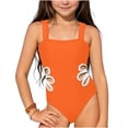 thumbnail image 2 of QNANSPI Girls 1 Piece Swimsuit, Casual Beach Swimwear, 8-12 Years Youth Girls Solid Color Cutout One-Piece Bathing Set for Beach Pool Summer Vacation, 2 of 4