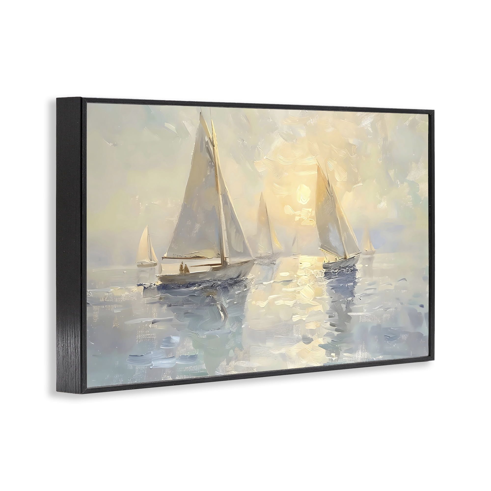 Stupell Industries Sunset Sailboats Glow Black Framed Giclee Art, design by Creative Studio