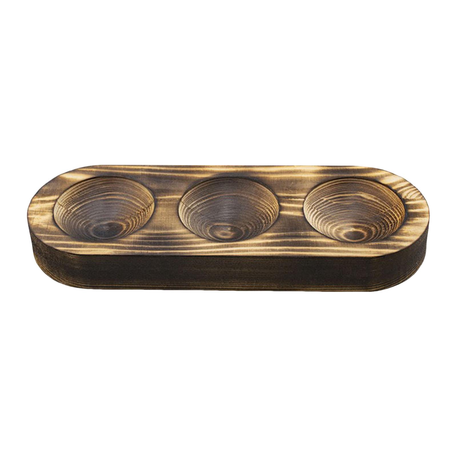 Tnarru 3 Grid Countertop Egg Holder 3 Holes Eggs Plate for Fridge Kitchen Countertop Brown