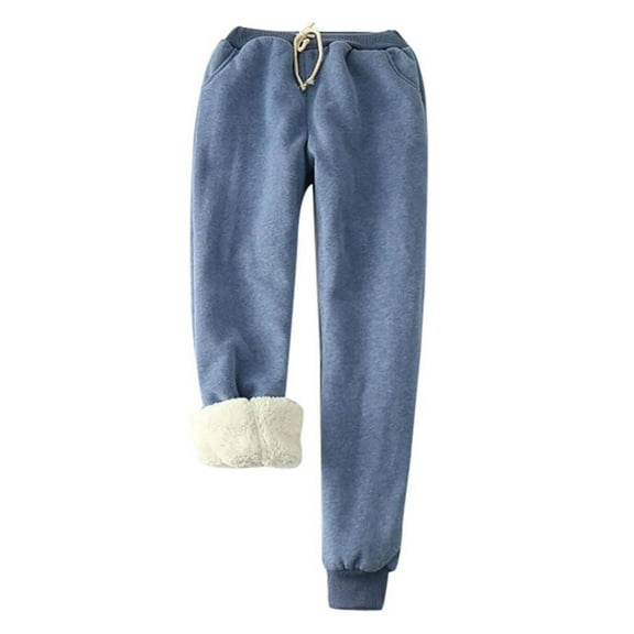 GILIGEGE Women's Sherpa Lined Sweatpants Winter Warm Fleece Joggers Casual Lounge Pants,Athletic Active Sweatpants Thermal Winter Warm Lounge Pants Blue 4XL