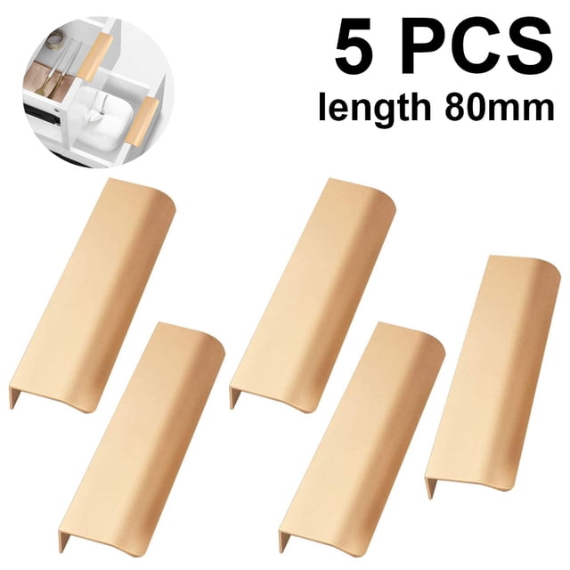 Paquete de 5 manijas de cajón de muebles de estilo moderno con borde de dedo manijas de cajón de cocina de gabinete oculto perillas