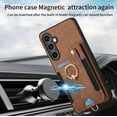 thumbnail image 3 of Phone Case for Samsung Galaxy S23 FE 5G Wallet Cover with Tempered Glass Screen Protector and Wrist Strap Lanyard RFID Credit Card Holder Ring Stand Cell Accessories S 23 EF S23FE 23S Women Men Brown, 3 of 12