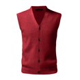 thumbnail image 3 of JTieacloth Tops for Men Loose Fit plus Size Male Autumn And Winter Buckle Sweater Vest Vest V Neck Pure Color Wool Collarless Shirt Combined Body Type Non Hooded Vest Sweater Vest, 3 of 4