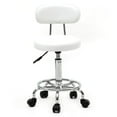 thumbnail image 4 of Tcbosik Rolling Drafting Chair with Backrest – Height Adjustable Round Stool with Wheels, PU Leather Swivel Stool for Office Spa Studio Lab Counter Salon Home Work Bar Kitchen Shop (White), 4 of 10
