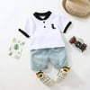 Tomshine Summer Children Suit Children Clothing Short-sleeved Baby Cotton Children Clothing White
