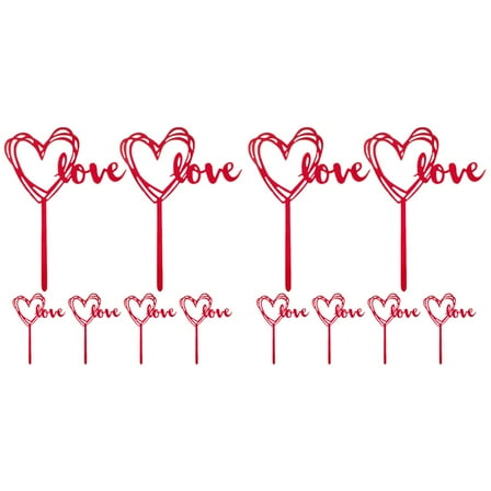 12 Pcs Love Love Card Fruit Cakes Decorative Cake Inserts Cake Pick Decors Creative Cake Picks Cupcake Toppers