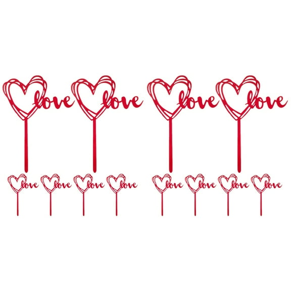 12 Pcs Love Love Card Fruit Cakes Decorative Cake Inserts Cake Pick Decors Creative Cake Picks Cupcake Toppers