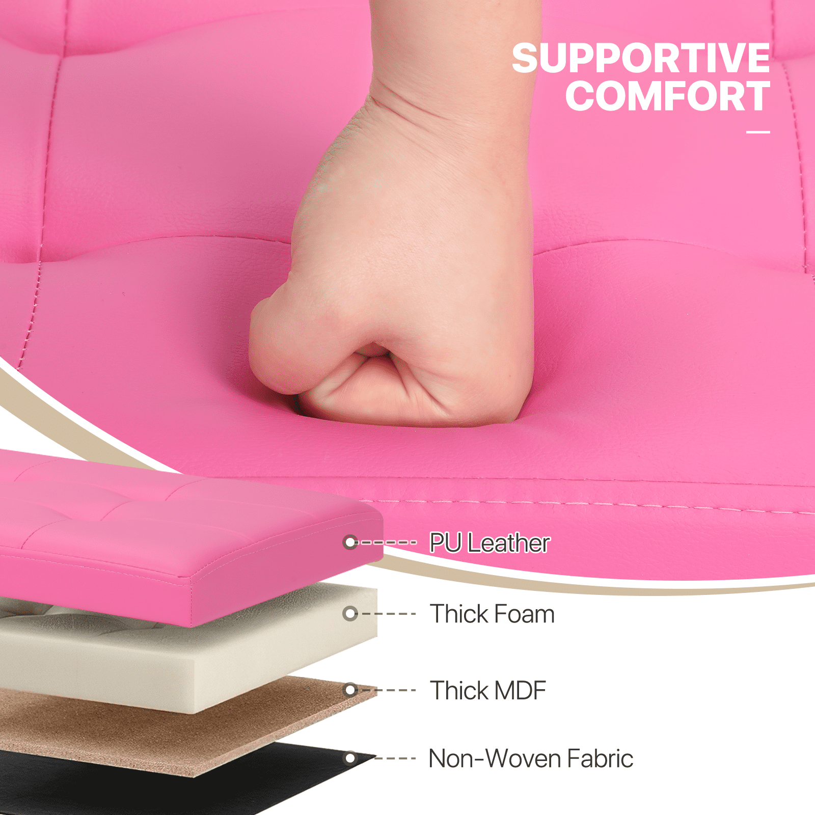 MoNiBloom 30" Folding Storage Ottoman Bench, PU Leather Collapsible Footrest Ottoman with Storage, for Living Room Bedroom Entryway, Dark Pink
