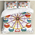thumbnail image 1 of Ferris Wheel Duvet Cover Set Queen Size, Childish Illustration of Star Centered Amusement Park Ride in Colorful Design, Decorative 3 Piece Bedding Set with 2 Pillow Shams, Multicolor, by Ambesonne, 1 of 3