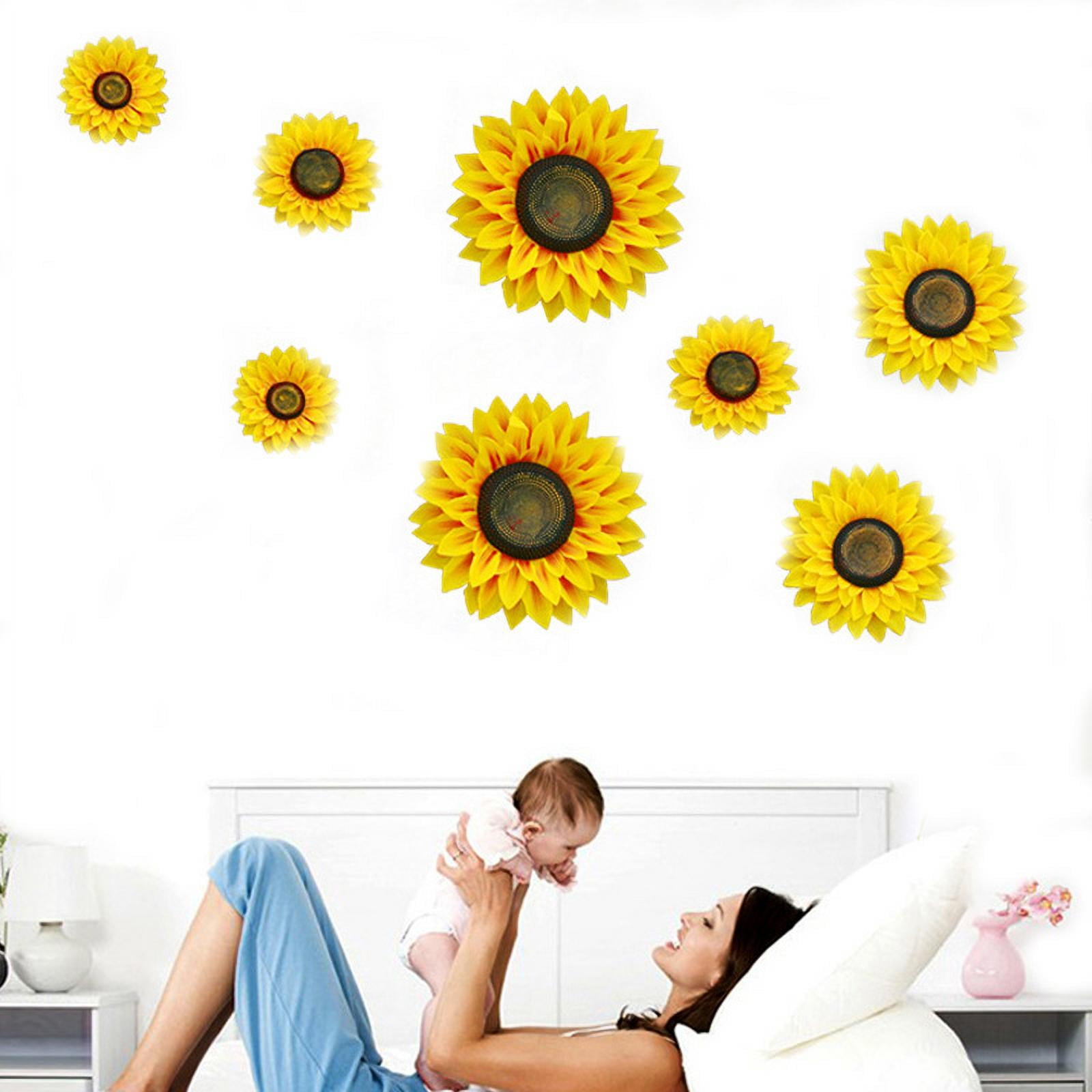 Sunflower Wall Stickers Decal Yellow Flowers Decorations for Kids Nursery  Bedroom Living Room Kitchen 