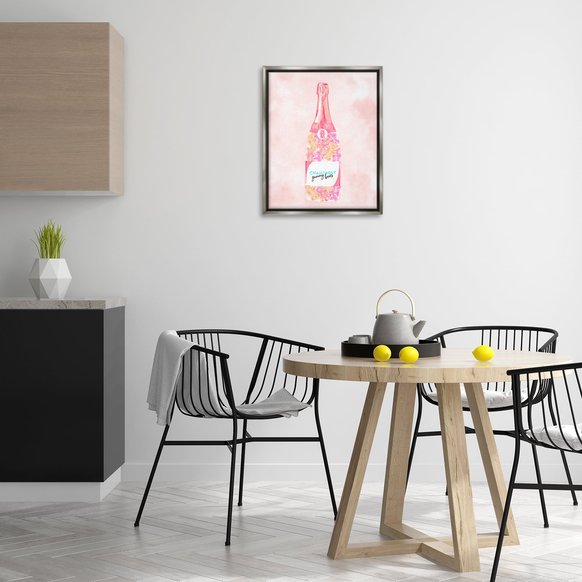 Stupell Industries Candy Filled Champagne Food & Beverage Painting Gray Floater Framed Art Print Wall Art, 17 x 21
