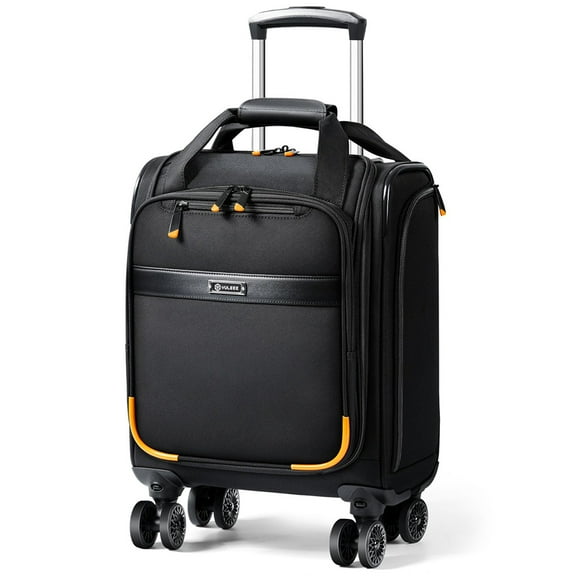 Underseat Carry On Luggage with Spinner Wheels,16 Inch Softside Suitcase with Detachable Sleeve, Lightweight Travel Luggage Airline Approved for Men Women, Black