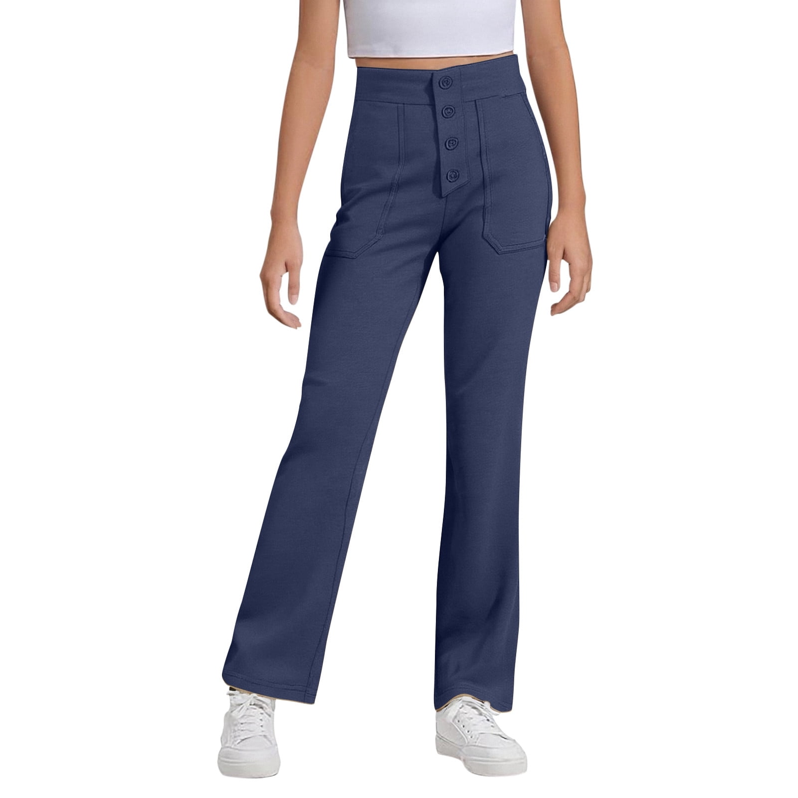 REDARER Tween Girls Straight Leg Pants Stretchy Comfortable School Uniform & Casual Leggings 9-10 Years