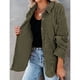 thumbnail image 3 of Camisa de pana con botones, chaqueta de pana con solapa de manga larga, blusas informales holgadas de gran tamaño, chaqueta para primavera y otoño OD verde XL, 3 of 6