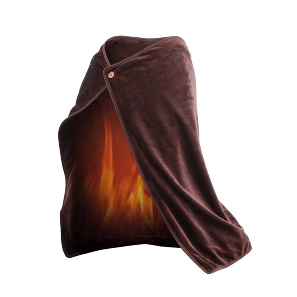 Inteprter Manta eléctrica para mujer USB invierno cálido clima frío franela chal calentado viaje Unisex capa hogar Oficina lavable Suministros térmicos Marrón