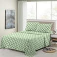 thumbnail image 7 of Lux Decor Collection Quatrefoil Bed Sheet Set (King, Sage/White) 4 Piece Deep Pocket 1800 Series Microfiber Bed Sheet Set Contains 1 Fitted Bed Sheet, 1 Flat Sheet, 2 Pillow Cases., 7 of 7
