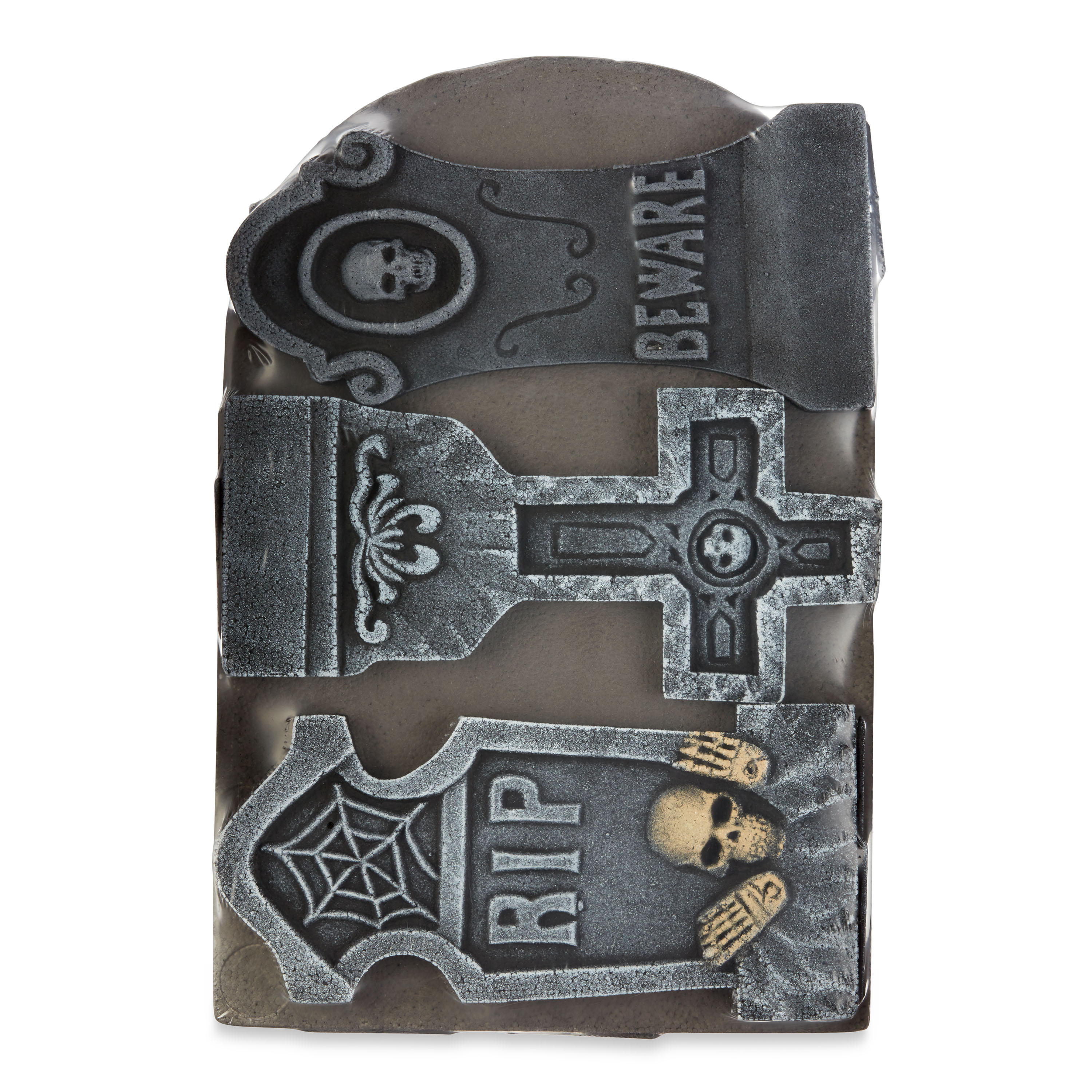 Way to Celebrate Halloween 6-Piece Tombstone Decoration Set, Gray - image 3 of 4