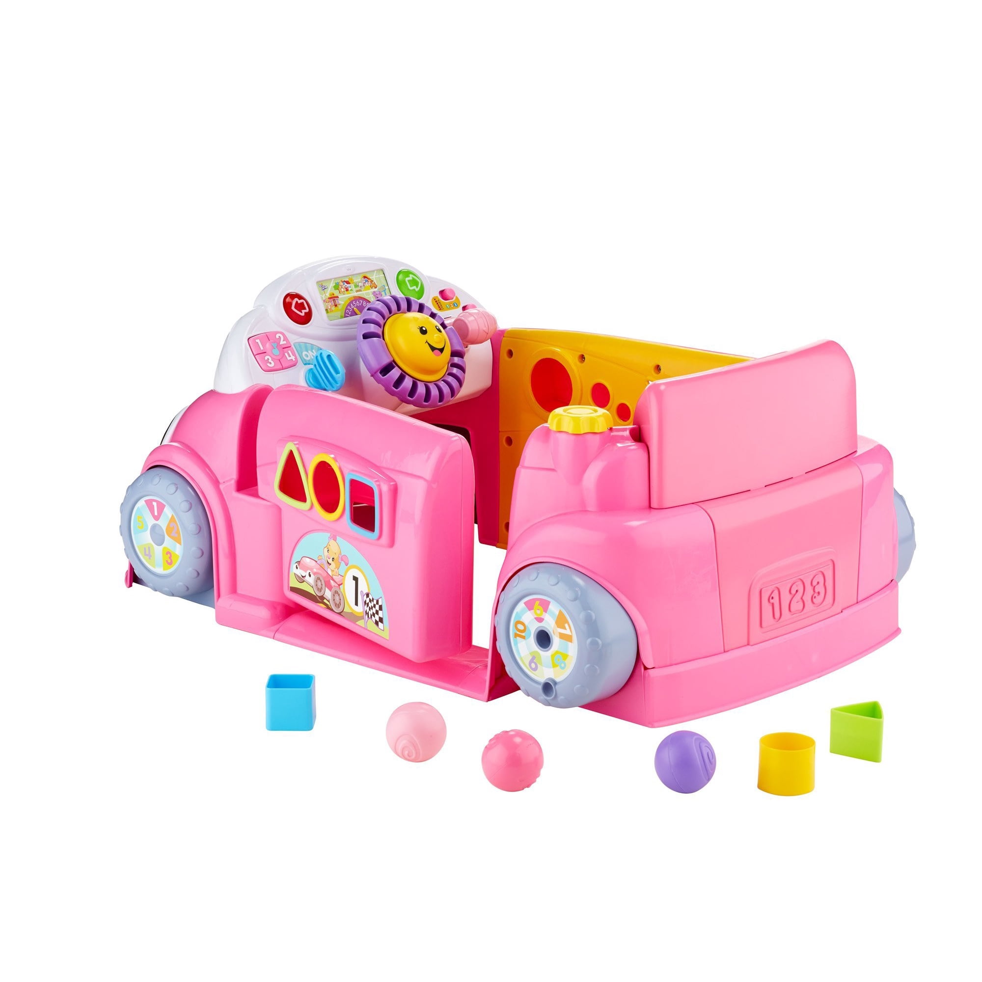 Fisher Price Laugh Learn Crawl Around Car Pink 18.90 x 28.74 x 12.60 Inches Walmart