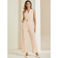 thumbnail image 2 of DARING DIVA Women's Casual Sleeveless Shawl Collar Office Jumpsuit L Beige, 2 of 6