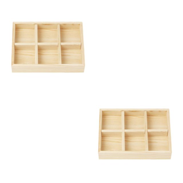 Thinsony Jewelry Display Tray Case Beads Holder Ladies Bangles Gemstone Stackable 6 grids 7.87x5.91x1.38 Inch 2Set