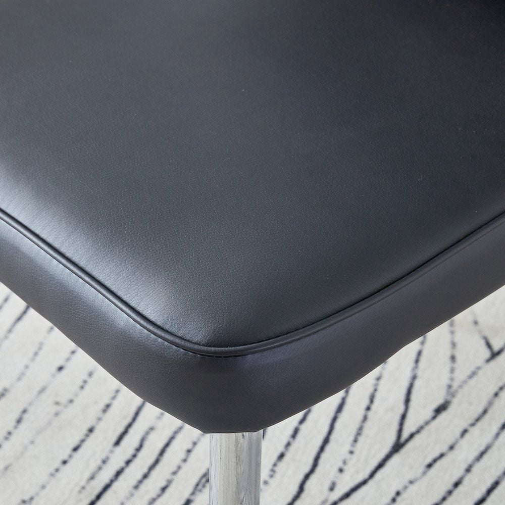 BSHTI Modern minimalist dining chairs, black PU leather curved backrest and seat cushions, electroplated metal chair legs, suitable for restaurants, bedrooms, and living rooms. A set of 4 chairs.