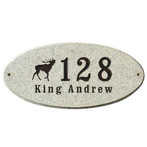 QualArc ROC-LOGO-SP 9 in. Rockport Oval in Sand Granite Polished Stone Color LOGO Plaque