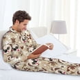 thumbnail image 4 of Mens Pajamas Set, Floral Koala Print Button Down Long Sleeve Loungewear Sleepwear Pjs sets for Men, 4 of 5