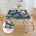 thumbnail image 2 of HAOXIT  Table Cover  Premium Decorative  Rectangle Tabletop Tablecloths Washable Kitchen, Party, Wedding &amp; Camping - Peacock Utopia - Deep Sea 40*40, 2 of 7