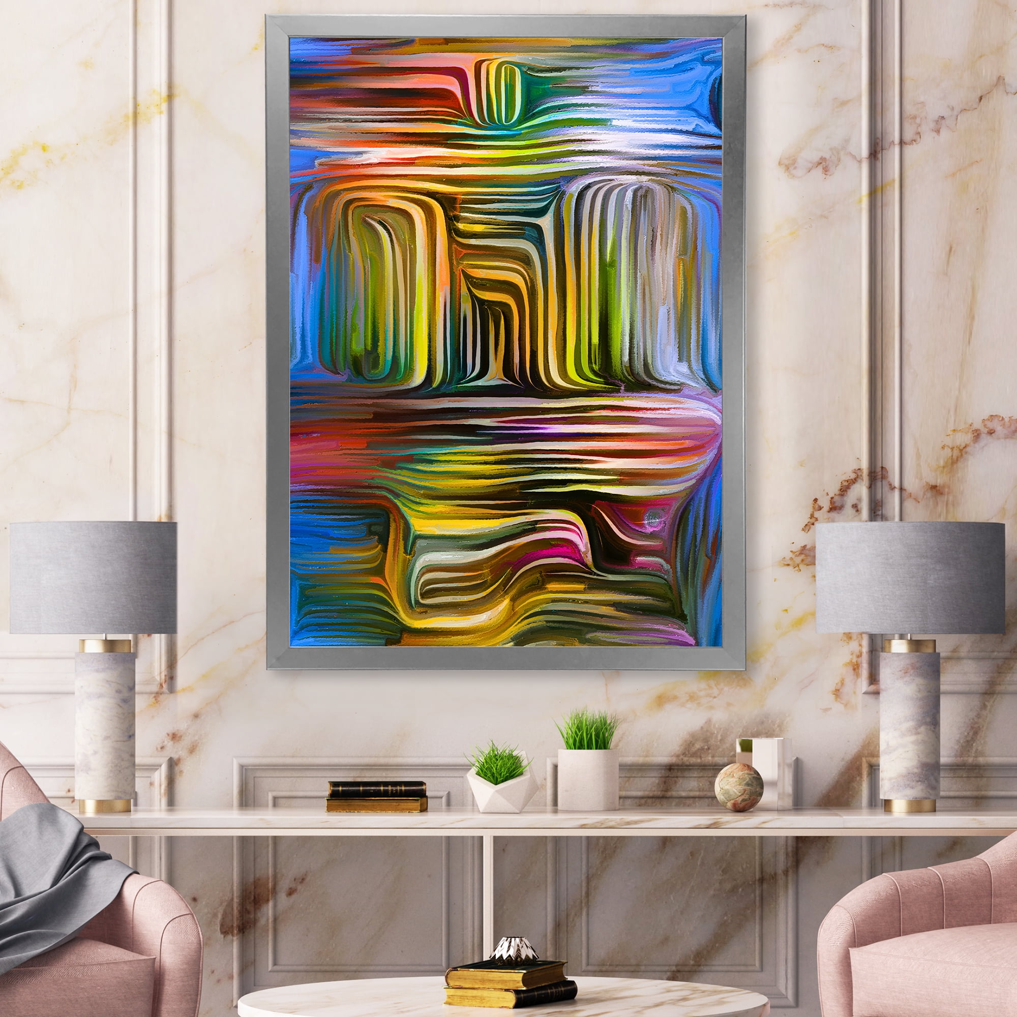 Designart 'Colour Spiral Fusion VIII' Modern Framed Art Print