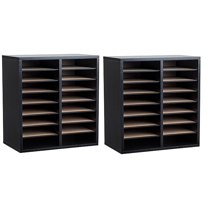 Safco Wood Adjustable Literature Organizer - 12 Compartment Cherry Finish Desktop Sorter